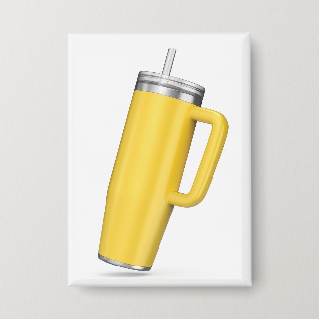 Yellow tumbler with straw and handle button (Front)
