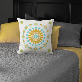 Yellow Turquoise And White Geometric Pattern Throw Pillow by machomedesigns at Zazzle