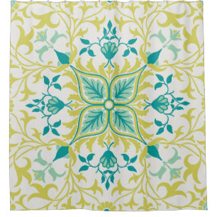 Yellow Turquoise Vine pattern (1873) by W. Morris Shower Curtain