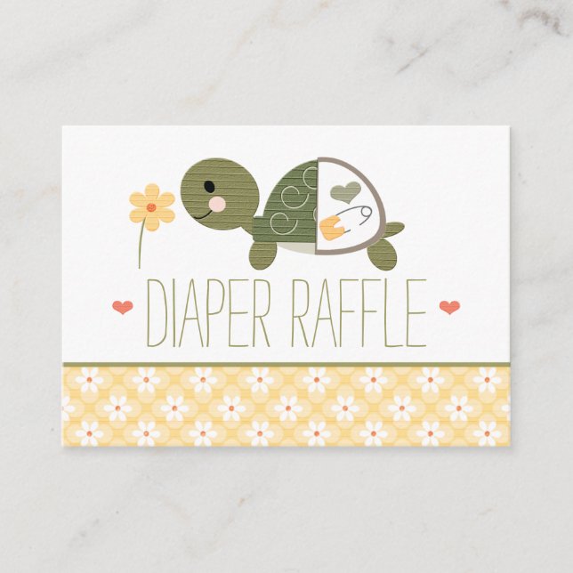 Yellow Turtle in Diaper Raffle Tickets Enclosure Card (Front)