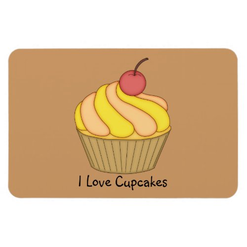 Yellow Two Tone Cupcake Premium Magnet