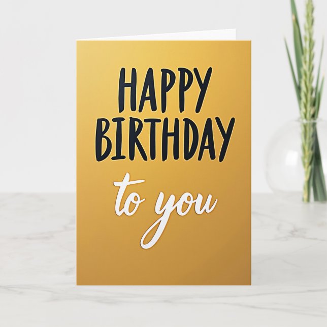 Yellow Typographic Birthday Card (Front)