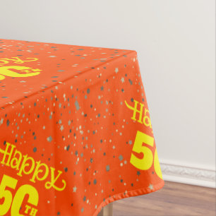 YELLOW TYPOGRAPHY 50th Birthday  Tablecloth