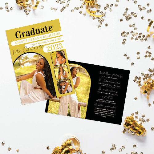 Yellow Typography Photo Graduation Announcement