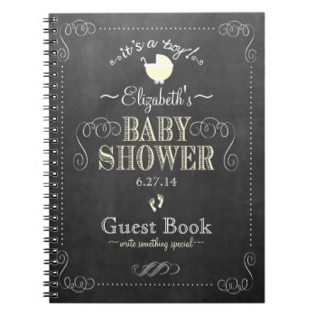 Yellow Typography Vintage Baby Shower Guest Book by hungaricanprincess at Zazzle