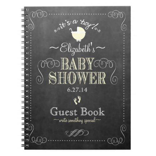Yellow Typography Vintage Baby Shower Guest Book