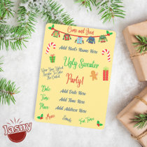 Yellow Ugly Christmas Sweater Party Invitation