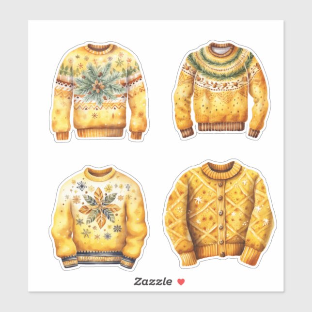 Yellow Ugly Christmas Sweaters Sticker (Sheet)
