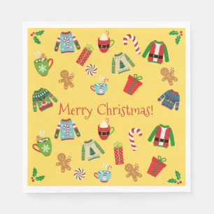 Yellow Ugly Sweater Party Napkins