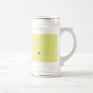 Yellow UK Union Jacks & odd one Beer Stein