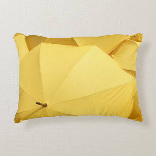 Yellow umbrella accent pillow