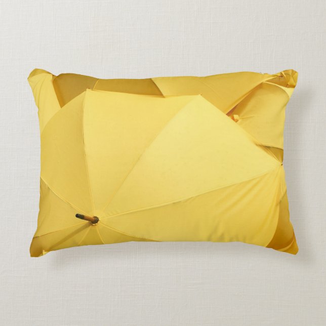 Yellow umbrella accent pillow (Front)