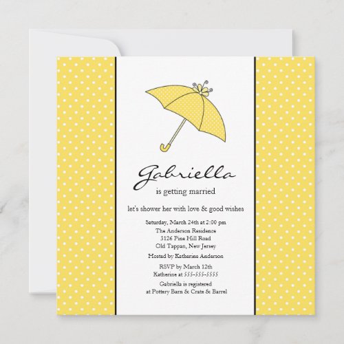Yellow Umbrella Bridal Shower Invitation