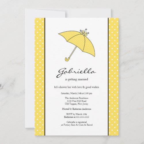 Yellow Umbrella Bridal Shower Invitation