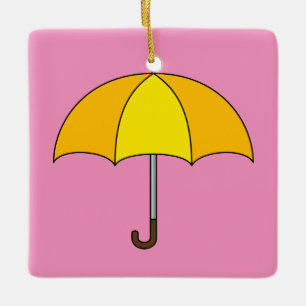 Yellow Umbrella Ceramic Ornament