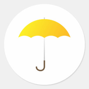 Yellow Umbrella Classic Round Sticker