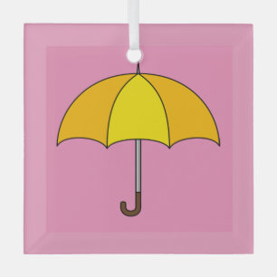 Yellow Umbrella Glass Ornament