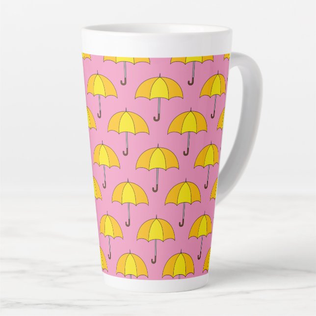 Yellow Umbrella Latte Mug (Right Angle)