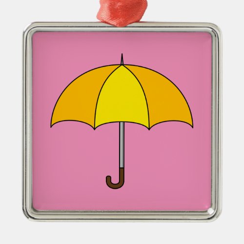 Yellow Umbrella Metal Ornament