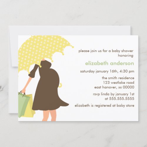 Yellow Umbrella Mom Neutral Baby Shower Invitation