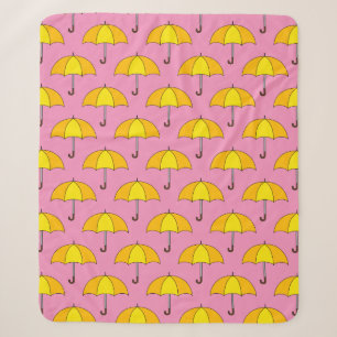 Yellow Umbrella Sherpa Blanket