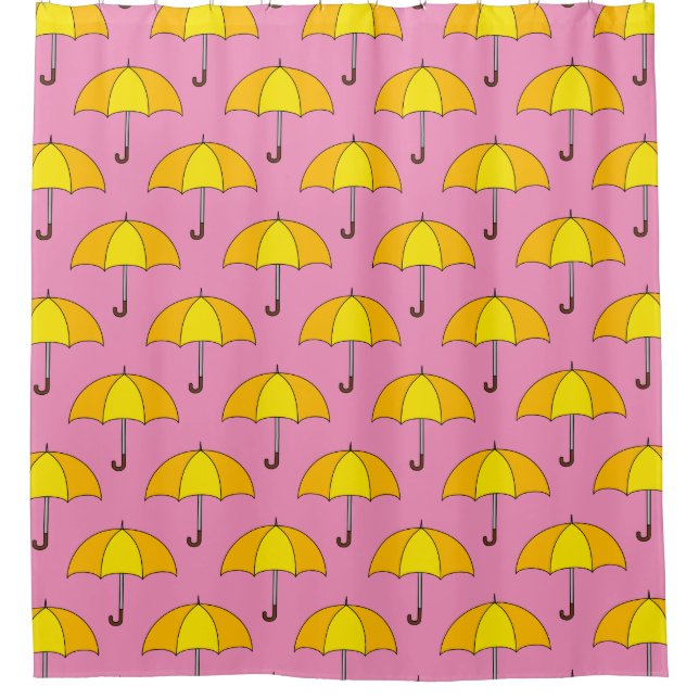 Yellow Umbrella Shower Curtain (Front)