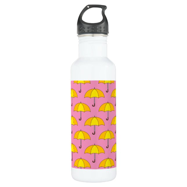 Yellow Umbrella Stainless Steel Water Bottle (Front)
