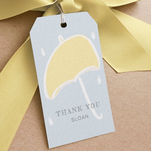 Yellow Umbrella Thank You Gift Tags