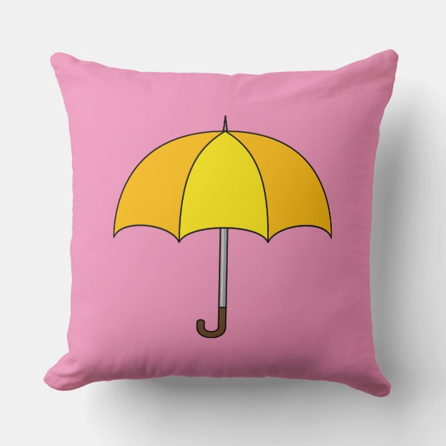 Yellow Umbrella Throw Pillow (Front)