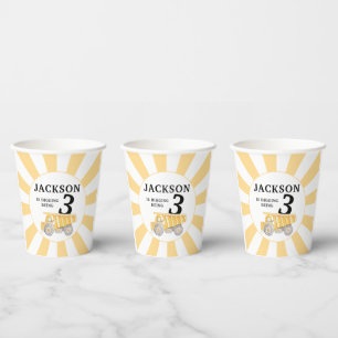 Yellow under construction boy birthday paper cups