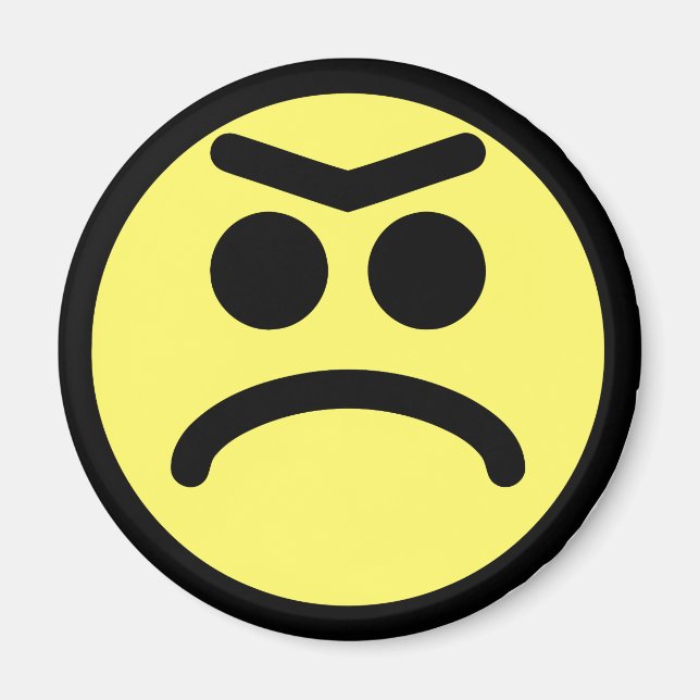 Yellow Unibrow Frown Face Magnet (Front)
