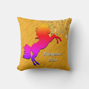 Yellow UNICORN Personalized Keepsake Throw Pillow