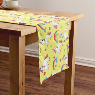 Yellow Unicorns Long Table Runner