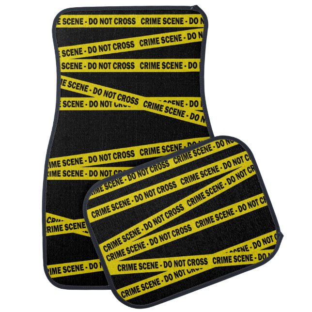 Yellow USA Do Not Cross Crime Scene Police Tape Car Floor Mat (Set)