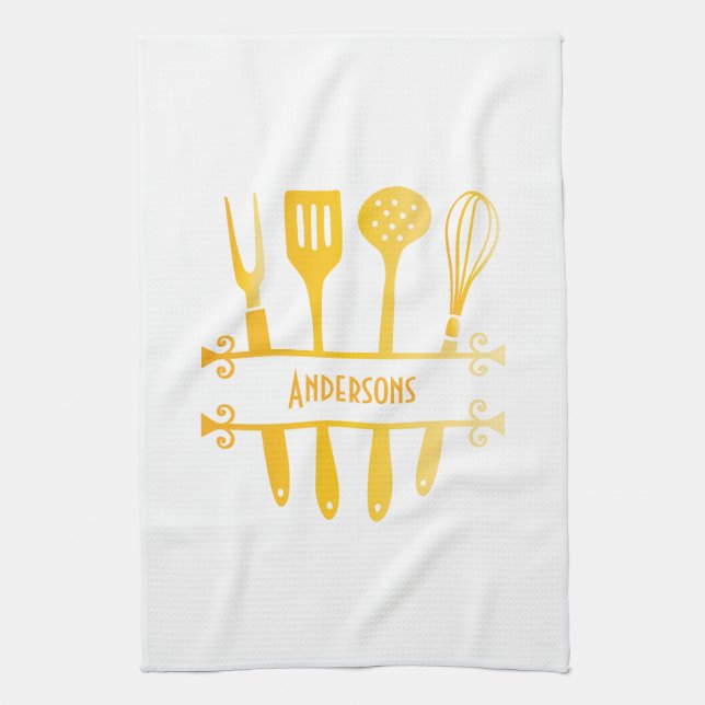 Yellow Utensils Kitchen Towel (Vertical)