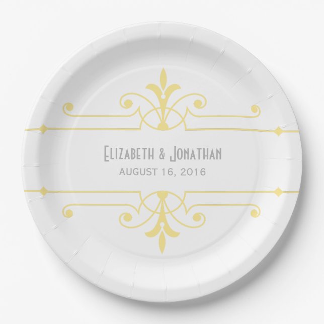 Yellow v2 Fancy Ornamental Paper Plates (Front)