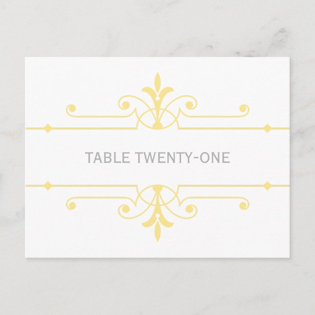 Yellow v2 Fancy Ornamental Table Number Postcard (Front)