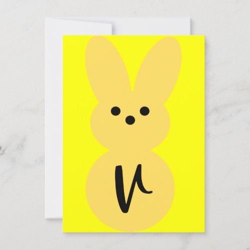 Yellow V Bunny Shape Easter Bunting Banner Card