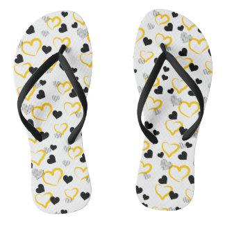 yellow Valentine's Day Flip Flops