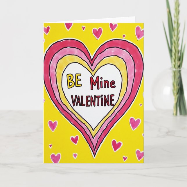 Yellow Valentines Day Heart Card (Front)