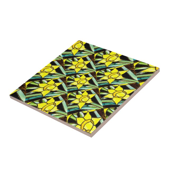 Yellow Valuable Flowers Pattern Ceramic Tile (Side)