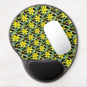 Yellow Valuable Flowers Pattern Gel Mouse Pad