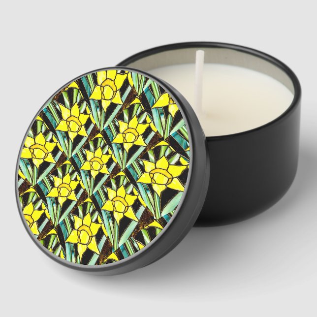 Yellow Valuable Flowers Pattern Mini Candle Favors (Corner)