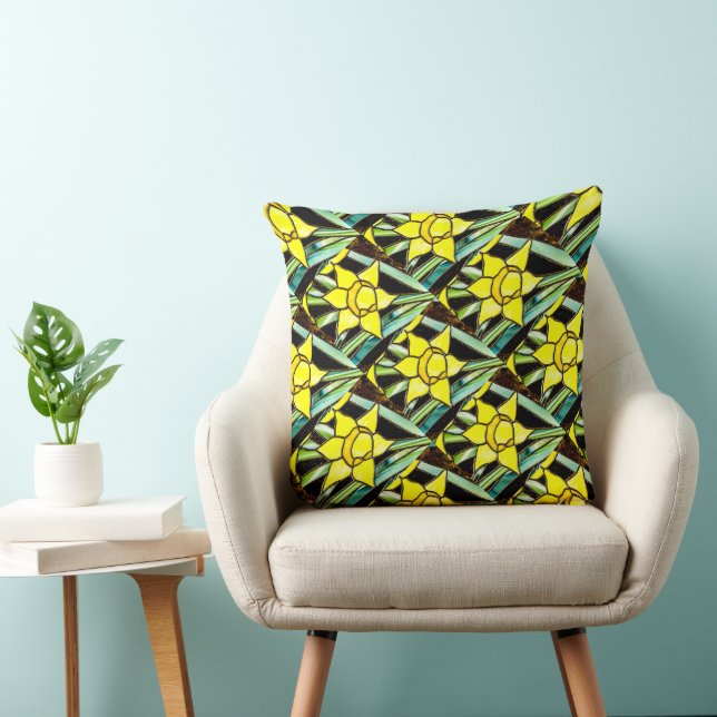 Yellow Valuable Flowers Pattern Throw Pillow (Chair)