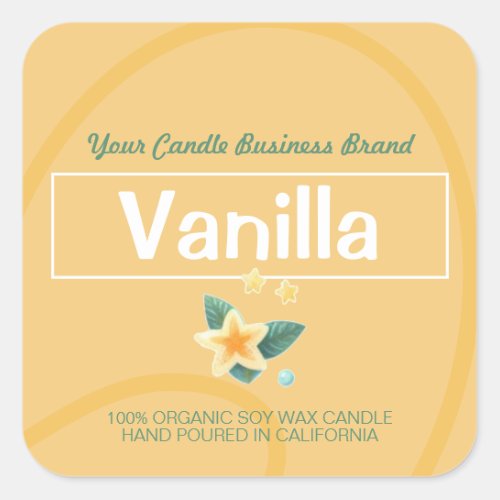 Yellow Vanilla Style Modern Soy Candles Labels 