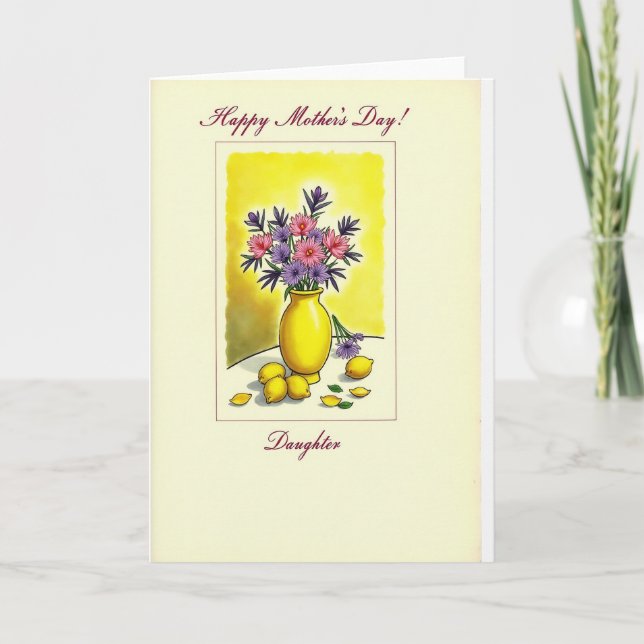 Yellow Vase Mothers Day Art Card (Front)