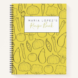 Yellow vegetable doodle personalized cook book