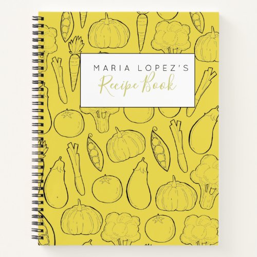 Yellow vegetable doodle personalized cook book