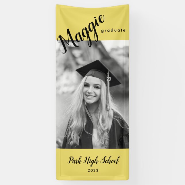 Yellow Vertical Photo Graduation Banner (Vertical)