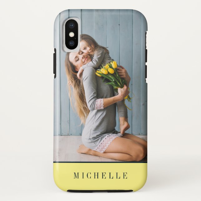 Yellow | Vertical photo monogram personalized Case-Mate iPhone Case (Back)